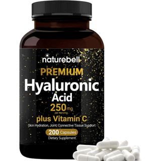 Plant Based Hyaluronic Acid Supplements, 250mg Hyaluronic Acid with 25mg Vitamin C Per Serving, 200 Capsules