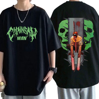 เสื้อยืด Anime Chainsaw Man Denji เสื้อยืดแขนสั้นผ้าฝ้ายลำลองเสื้อยืด