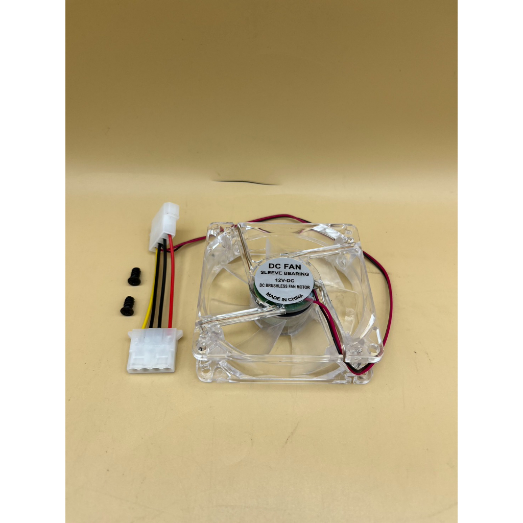 พัดลม ระบายความร้อน DC 12V มีไฟ 4 สี ขนาด 80×80×25 mm.