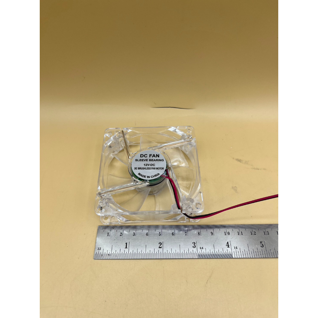 พัดลม ระบายความร้อน DC 12V มีไฟ 4 สี ขนาด 80×80×25 mm.