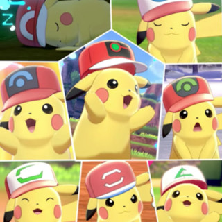 Pokemon EVENT🎁 Pikachu Wearing Ashs Caps &amp; Shin Pikachu บอลแดง