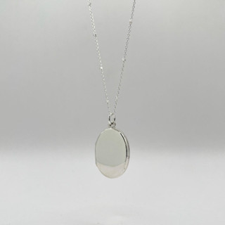 Marbella.bkk สร้อยคอ เงินแท้ จี้ล็อกเกต (สลัก/ใส่รูปได้) รุ่น Oval Locket