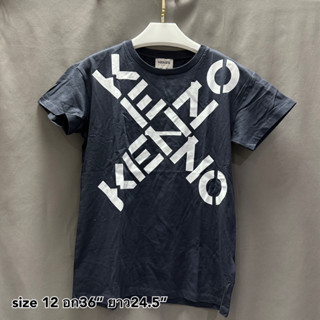 Kenzo tee t- shirt size 12 logo cross เสื้อ เสื้อยืด เคนโซ ของแท้ เสื้อเคนโซ แบรนด์เนม น่ารัก เสื้อแบรนด์เนม เด็กโต