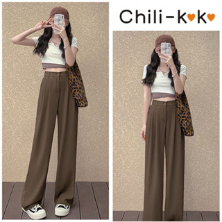 Chili_k❤️k❤️✨พร้อมส่ง✨กางเกงขายาวทรงกระบอก กางเกงขากระบอก กางเกงทรงกระบอก เสื้อผ้าแฟชั่นผู้หญิง 901