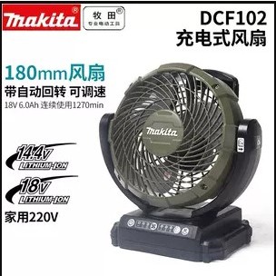 พร้อมส่งทันที นำเข้า จากญี่ปุ่น สีเขียวทหาร แคมปิ้ง MAKITA พัดลมไร้สาย 18V 7 นิ้ว DCF102ZX1O สีโอลีฟ (ตัวเปล่า)