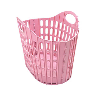 Foldable laundry basket ตะกร้าผ้า พลาสติก พับได้ 50×36×39 cm สีชมพู ST210706-5P