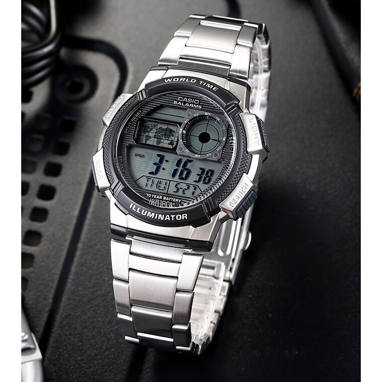 นาฬิกา Casio รุ่น AE-1000WD-1A นาฬิกาข้อมือผู้ชาย สายแสตนเลส แบตเตอรี่ 10ปี - มั่นใจ ของแท้ รับประกันสินค้า1 ปีเต็ม
