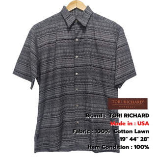 เสื้อฮาวายUSAแท้100% Tori Richard อก 44" Cotton Lawn เสื้อเชิ้ตฮาวายวินเทจไซส์ใหญ่ มือสอง สภาพดีมาก / Used Hawaii Shirt