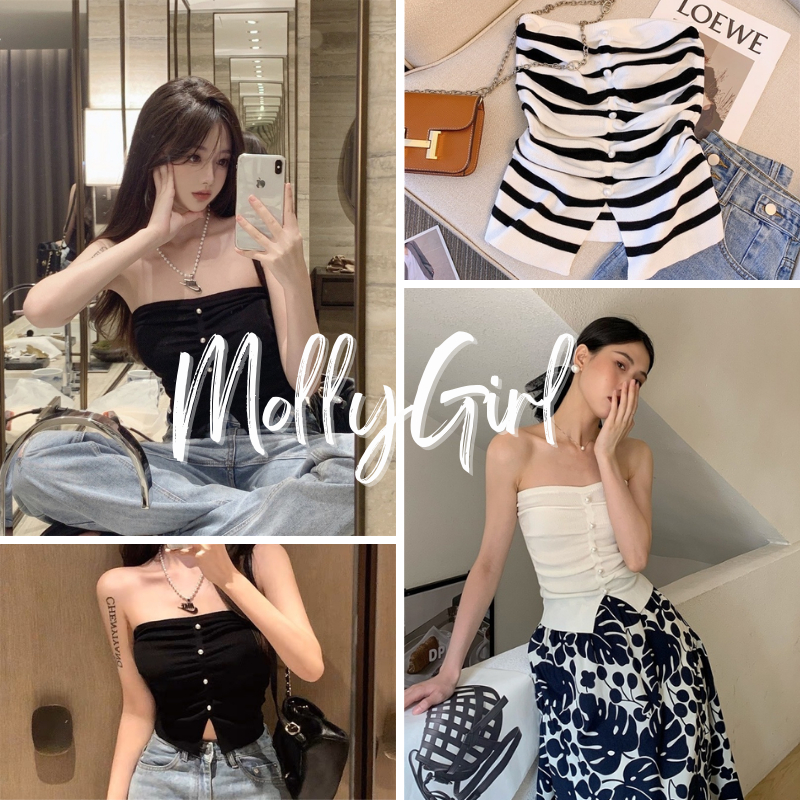 mollygirl เสื้อเกาะอกเรียบหรู