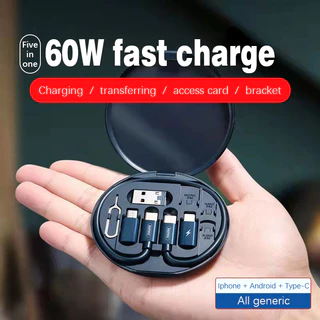 Data Cable Set 4 in 1 ชุดแปลงสายชาร์จ พร้อมกล่อง Type-c to L,Micro USB,Type-C,USB กระแสไฟ 60W
