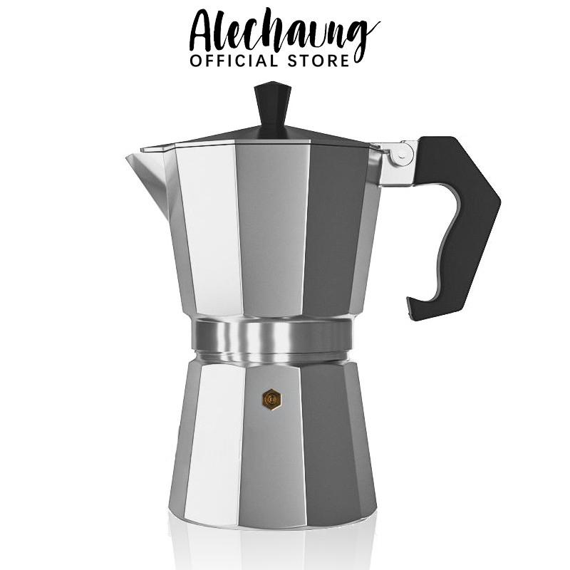 Alechaung โมก้าพอท กาต้มกาแฟสด อลูมิเนียม เครื่องต้มกาแฟ ชุดชงกาแฟสด mokapot 3 cup 6 cup แบบพกพา