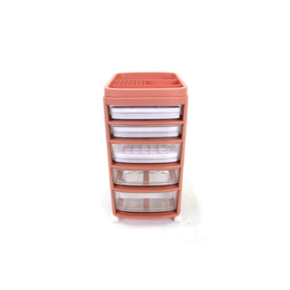 Storage shelf ลิ้นชักเก็บเครื่องสำอาง ชั้นเก็บของ 5 ชั้น มีล้อ 28x34x58 cm สีชมพู ST211039PI