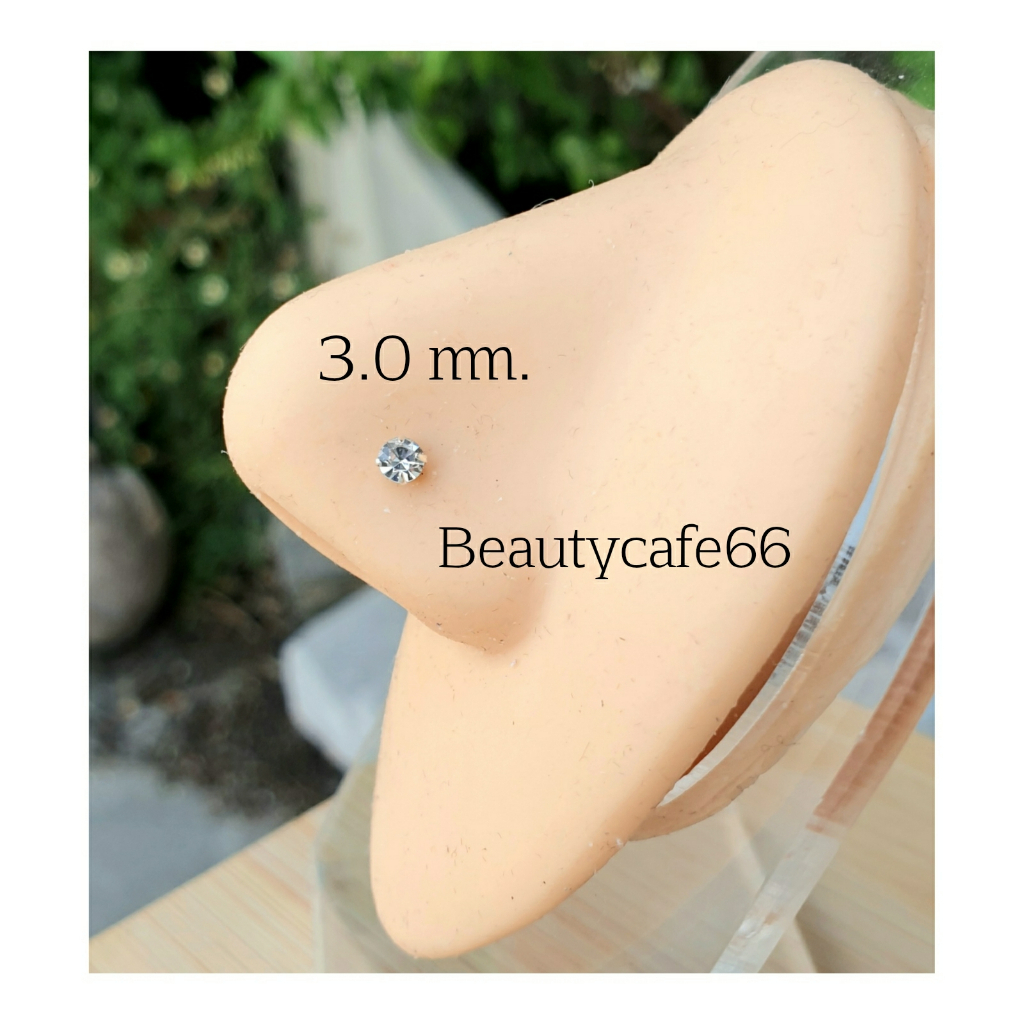 NS18 (1pc.) จิวจมูกCZ เงินแท้ 92.5% จิวเพชร แพ้ง่ายใส่ได้ จิวจมูก Nose Stud Silver stering 925
