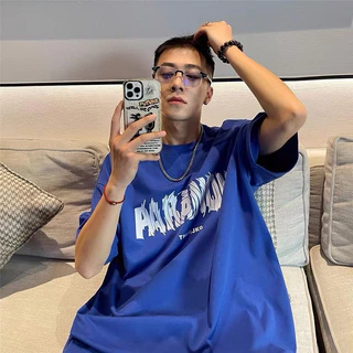 PX เสื้อยืดแขนสั้น คอกลม เสื้อลำลองผู้ชาย สไตล์สตรีท ลายพิมพ์ PARADIO สุดเท่ เสื้อยืดแขนสั้น
