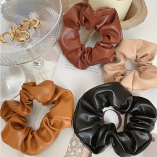 Hadesories PU Scrunchies ยางมัดผมหนัง PU