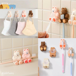 พร้อมส่ง🌸 ที่แขวนของ น้องหมี Bear ที่แขวนของติดผนัง ไม่ต้องเจาะ ที่แขวนกุญแจ ที่ห้อยแมส ที่แขวนปลั๊กไฟ ที่ติดผนังแขวนของ