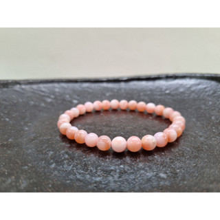 PO1 สร้อยข้อมือหิน กำไลหิน พิงค์โอปอล์ (Pink Opal) สีชมพูพาลเทล