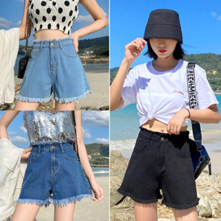 Short Jeans ไซส์ M-XXL กางเกงยีนส์ขาสั้นกว้าง WMB9951 เอวสูง สไตล์เกาหลี