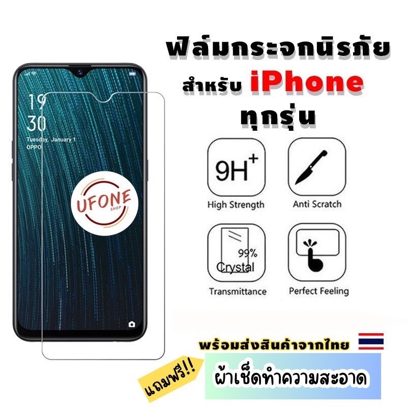 ฟิล์มกระจกนิรภัย iPhone 16 Pro max|15 Pro|14|12 mini|SE (2020)|13 Pro Max|11 Pro|11|XS Max|XR|XS|X|8 Plus|8|7 Plus|7|6s