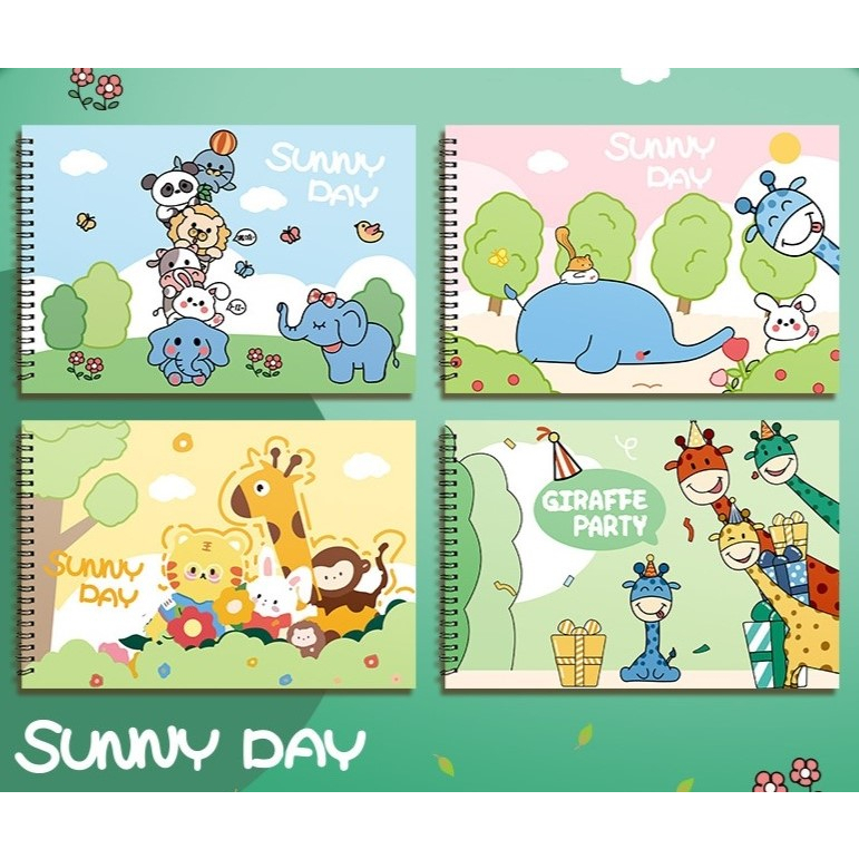 สมุดวาดรูป A4 ไม่มีเส้น (มีสติ๊กเกอร์) 30 Pages 100 G ปกลายการ์ตูน A4 drawing