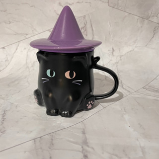 Starbucks 2021 Halloween Black Cat 12oz Mug Cup &amp; Purple Magic Hat ของแท้ พร้อมส่ง