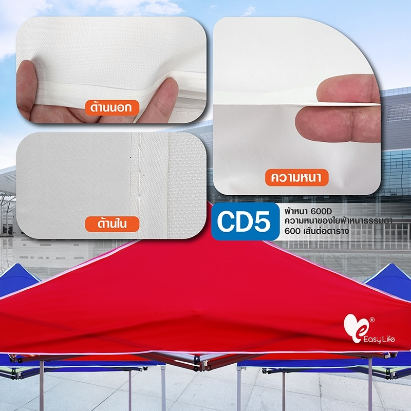 เต็นท์พับขนาด2.5เมตร โครงสีเทา(T2) ผ้าหนา เต็นท์บังแดดกันฝน เต็นท์ขายของ เต็นท์ตลาดนัด น้ำหนักเบา พกพาง่าย - รูปที่ 2