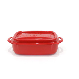 Lunch box กล่องข้าวพลาสติกมีหู สี่เหลี่ยม JP Quality 500ml 11x18x7 cm สีแดง 1060 RED