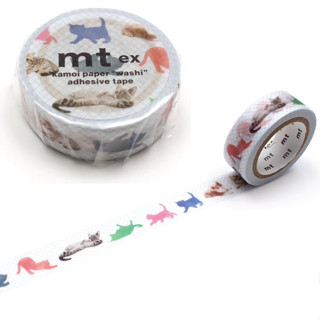 mt masking tape kitten (MTEX1P208) / เทปตกแต่งวาชิ ลายแมวน้อย แบรนด์ KAMOI mt masking tape ประเทศญี่ปุ่น