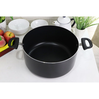 Cooking Pot หม้อเคลือบ หูจับหุ้มพลาสติก 30x46x15cm R-7