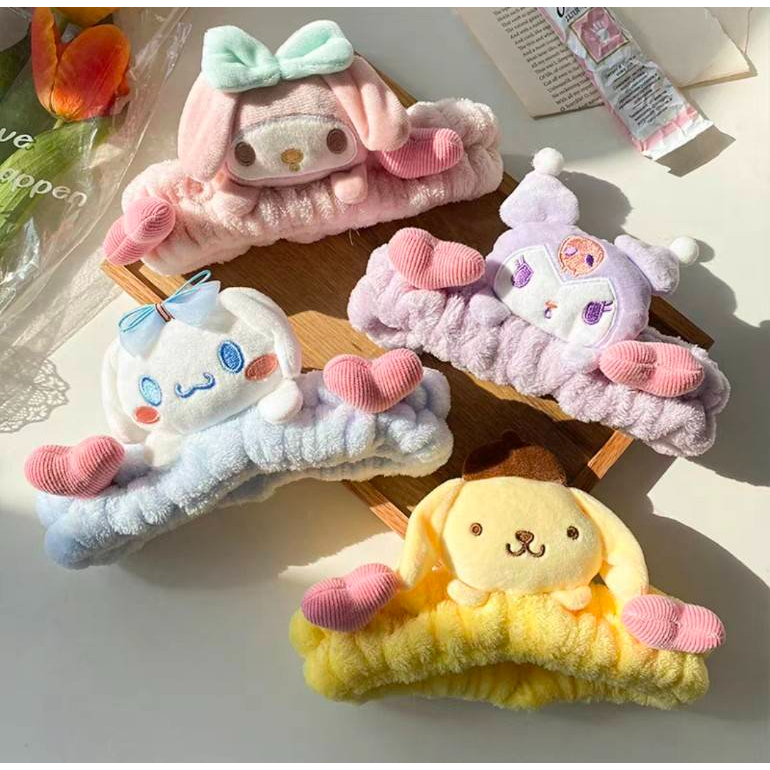 DGX-ที่คาดผมผ้า ตุ๊กตาหัว Sanrio รูปสัตว์มีหัวใจข้าง(พร้อมส่งจากไทย)