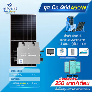 Infosat ชุดOn-Grid Micro Inverter WVC-600W พร้อมแผงโซลาร์เซลล์ Mono450-HC