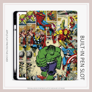 The Avengers เคสไอแพด air 4/5 mini 1/2/3/4/5/6 เคส มีถาดใส่ปากกา iPad 10.2 gen7/8/9 gen10 Marvel case iPad pro11 2022