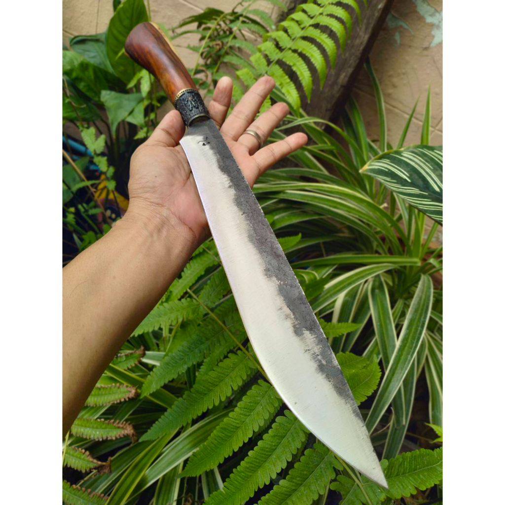 มีดเหน็บ อีเหน็บ (E-Nep) มีดอีเหน็บ มีดเดินป่า มีดแคมป์ 11.8” SUP9 ตีร้อนชุบแข็ง ผิวไฟ ด้ามพะยูง คอท