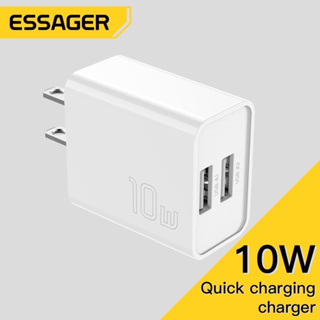 Essager ที่ชาร์จโทรศัพท์มือถือ 5V 2A พอร์ตคู่ ปลั๊กชาร์จ usb 10w 100V-240V ชาร์จเร็ว สําหรับเดินทาง สินค้าส่งด่วน 1-2วัน