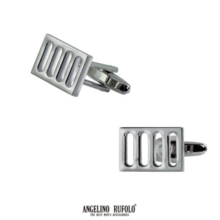 ANGELINO RUFOLO Cufflink(คัฟลิงค์) ดีไซน์ Modern กระดุมข้อมือคัฟลิ้งโรเดียมคุณภาพเยี่ยม สีเงิน/สีทอง