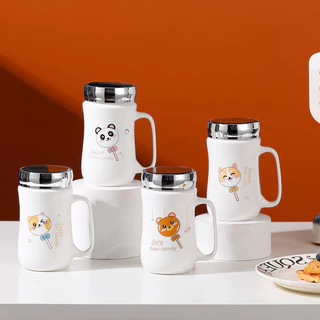 แก้วกาแฟ งานเซรามิค ฝากระจก ออฟฟิต+นักเรียนนักศึกษา ของขวัญวันเกิด ลายสวยน่ารัก แถมมีฝาปิดเป็นกระจกสวยมากๆๆ