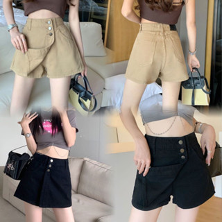 A sheep_shop ✨พร้อมส่ง✨ กางเกงกระโปรงยีนส์เอวสูงทรงเอ มีสองส…