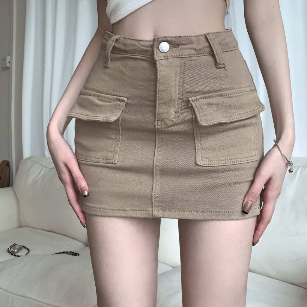 Rommers S-6XL พร้อมส่ง​ กระโปรงยีนสั้น ใส่ง่าย เข้ากับทุกชุด กระโปรงขนาดใหญ่