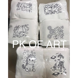 ถุงผ้าระบายสี ถุงผ้าสกรีนการ์ตูน กระเป๋าผ้าดิบลายการ์ตูน ลายใหม่ V.2 สำหรับระบายสี ผ้าหนา งานคุณภาพ พร้อมส่ง