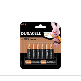 ถ่าน Duracell alkaline ขนาด AA 1.5V ของแท้แพค8ก้อน(สินค้าออกใบกำกับภาษีได้)