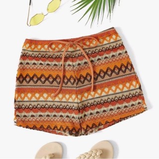 กางเกง​ขา​สั้น​ ​ลาย​ซิกแซก​ สไตล์​โบฮีเมียน​ กางเกง​ใส่ไป​ท…