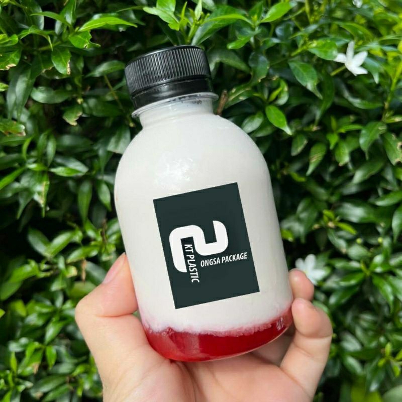 ขวดพลาสติก ขนาด 220 ml ขวดทรงแบนรี ( 50 ใบ ) ( 100 ใบ ) + ( พร้อมฝา เลือกสีฝาได้ ) บรรจุเครื่องดื่ม ขวดพลาสติก PET