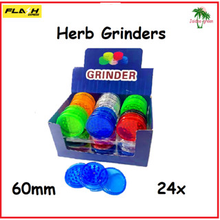 1 box of 24 Grinders, 60MM, acrylic, 1 กล่อง x 24 เครื่องบดสมุนไพร พลาสติก 60 mm. 3 ชั้น คละสี ส่งเร็ว FAST DELIVERY