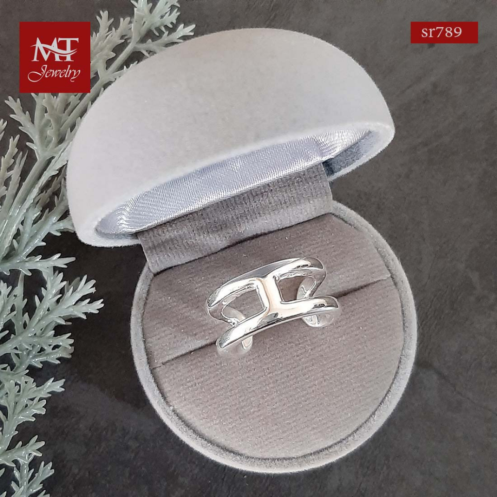 MT แหวนเงินแท้ เส้นคู่ สไตล์ โมเดิร์น ไซส์ 57 Sterling Silver Ring (sr789) MT Jewelry มณีธารา