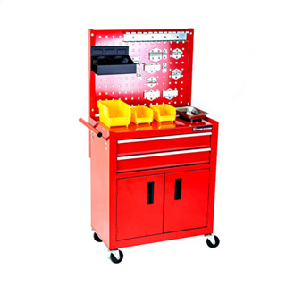 Tool Storage ตู้เก็บเครื่องมือรถเข็นพร้อมแผงแขวนเครื่องมือ ขนาด 33x62x74 cm สีแดง Red TZ10R