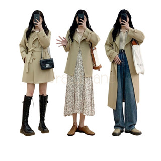 2 สี เสื้อโค้ทสั้น และ เสื้อโค้ทยาว เทรนช์โค้ท โค้ท รุ่น Short &amp; Long 3 Stlye Trench Coat โค้ทสั้น โค้ทยาว พร้อมเข็มขัด