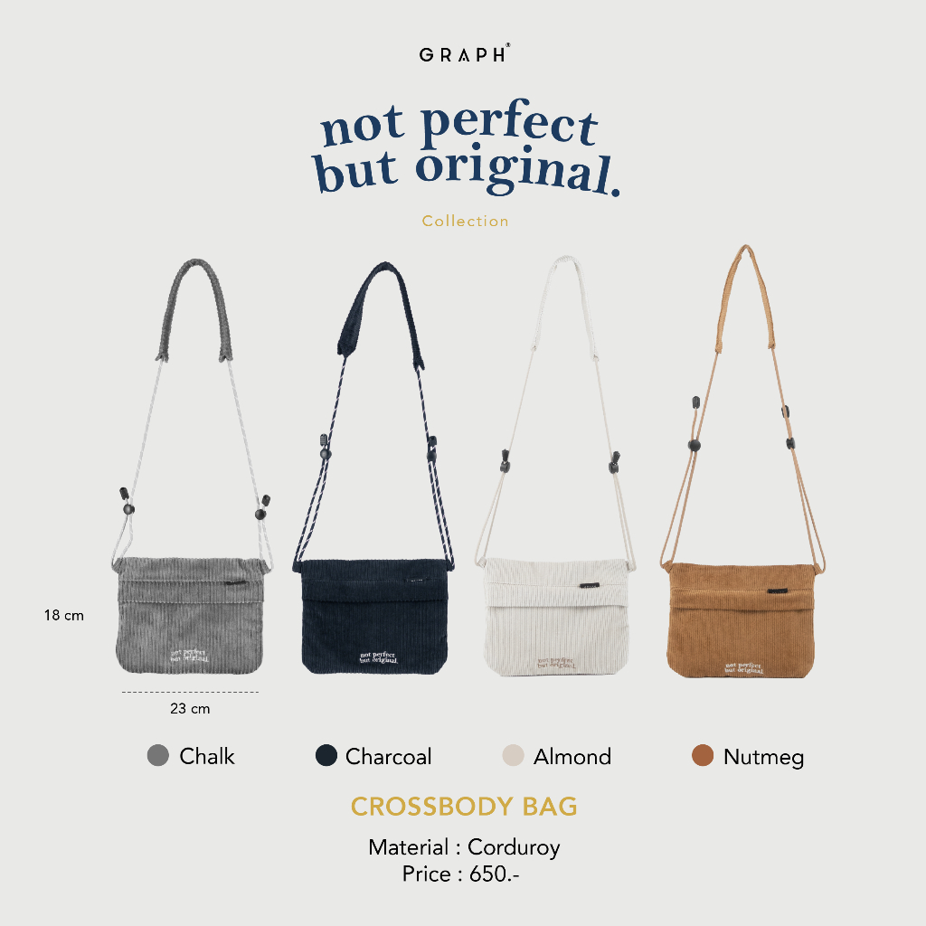 GRAPH | กระเป๋าสะพายข้างผ้าลูกฟูก CROSSBODY BAG (CORDUROY) - NOT PERFECT BUT ORIGINAL