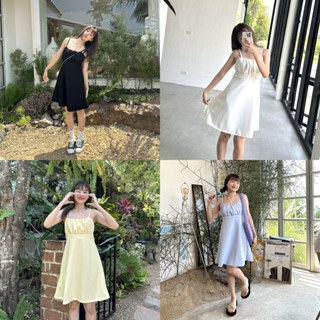 [พรีออเดอร์จัดส่ง 4 ต.ค.] Mimi dress *แบบสั้น* เดรสสายเดี่ยวจับจีบย่นหน้า