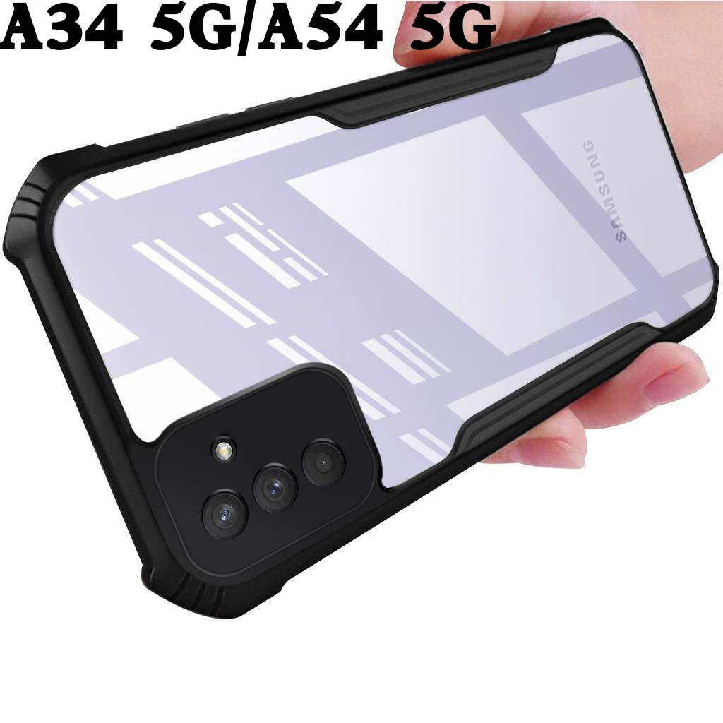 Galaxy S24 Ultra/A25 5G/S23 FE/A05/A05S/A15/M34 5G/M14 5GเคสกันกระแทกขอบสีหลังใสSamsung A24/A14 5G/4