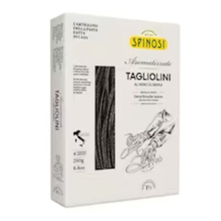 Spinosina Tagliolini Al Nero Di Seppia Pasta 250g.เส้นพาสต้าผสมหมึกปลาหมึก อาหาร วัตถุดิบ